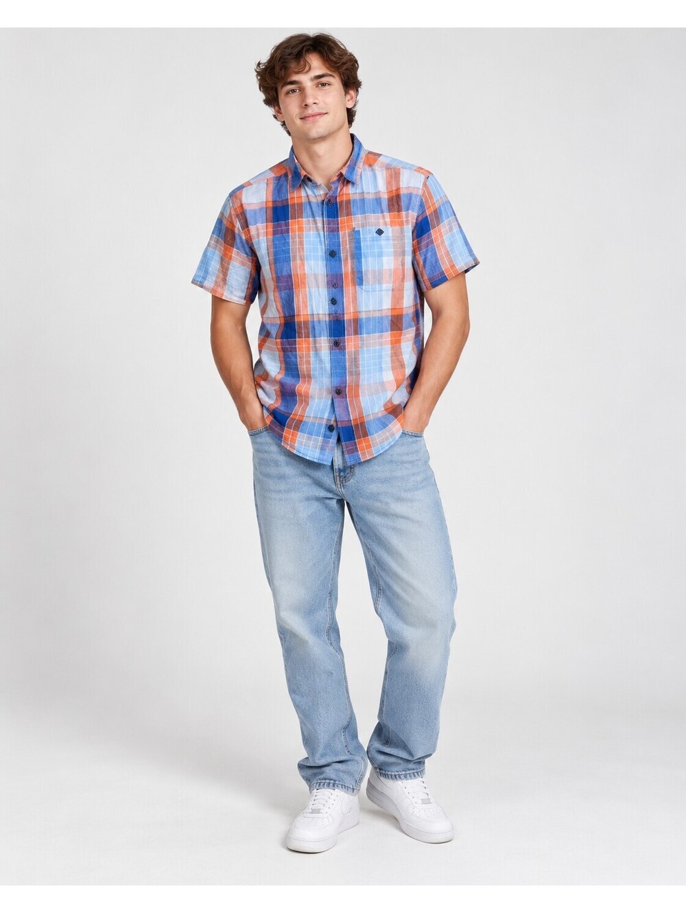Columbia Sportswear Men Plaid Short Sleeve Button-Up Large Gorpcore Y2K Coastal